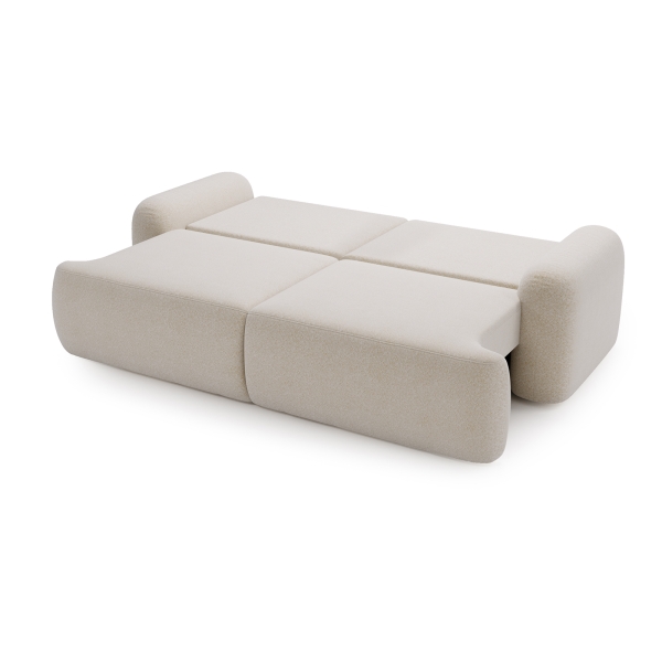 KANAPA W STYLU BOHO AGAT W ŚMIETANKOWEJ TKANINIE BARANEK - FUNKCJA SPANIA